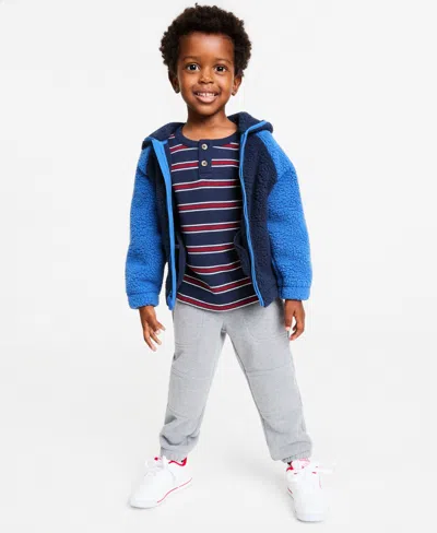 Epic Threads Babies' Toddler Boys' 12m-5t Faux-sherpa Dino Zip-up Jacket, Macy's Exclusive In Blue