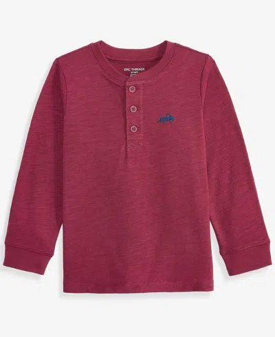 Epic Threads Babies' Toddler Boys' 12m-5t Long-sleeve Icon Slub Henley T-shirt, Macy's Exclusive In Burgundy