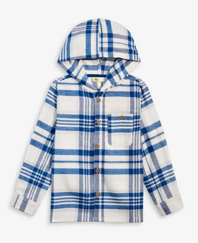 Epic Threads Toddler Boys' 12m-5t Plaid Hooded Flannel Shirt, Macy's Exclusive In Varsity Bl