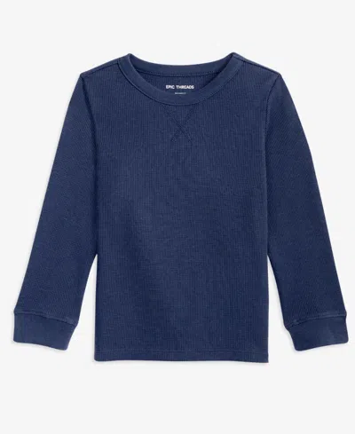 Epic Threads Babies' Toddler Boys' 12m-5t Solid Thermal Long-sleeve T-shirt, Macy's Exclusive In Blue