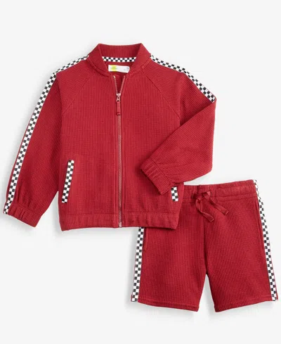 Epic Threads Kids' Toddler Boys' 12m-5t Textured-knit Jacket & Shorts Set, Macy's Exclusive In Red