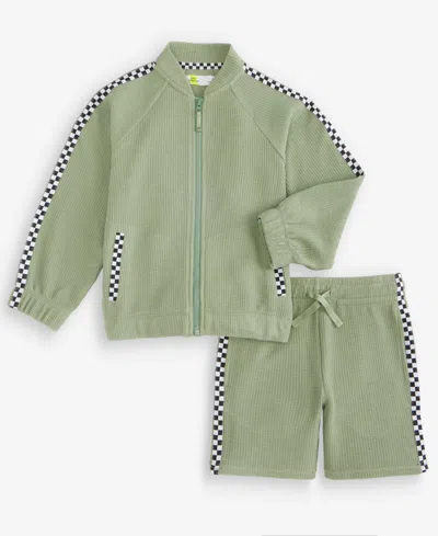 Epic Threads Kids' Toddler Boys' 12m-5t Textured-knit Jacket & Shorts Set, Macy's Exclusive In Green