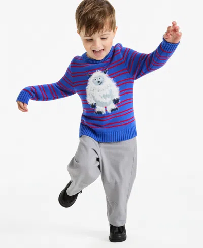 Epic Threads Kids' Toddler Boys' 12m-5t Yeti Crewneck Long-sleeve Sweater, Macy's Exclusive In Blue