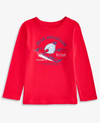 Epic Threads Kids' Toddler Boys' 2t-5t Skiing Bear Long-sleeve Graphic T-shirt, Macy's Exclusive In Cherry Can