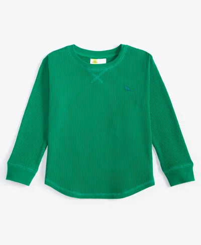 Epic Threads Babies' Toddler Boys Dinosaur Embroidered Thermal Waffle-knit Long-sleeve T-shirt, Created For Macy's In Lucky Green