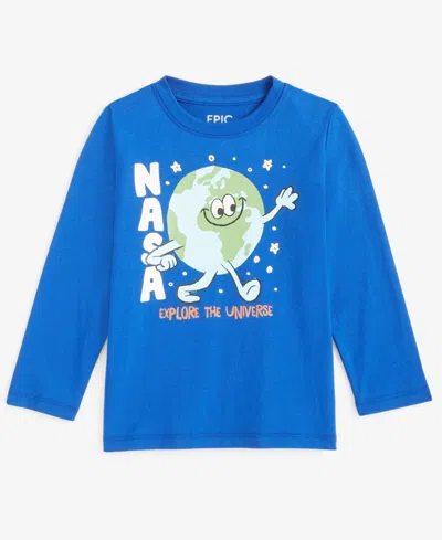 Epic Threads Babies' Toddler Boys Nasa Earth Long-sleeve T-shirt, Created For Macy's In Angel White