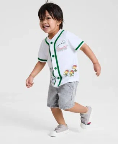 Epic Threads Babies' Toddler Boys Peanuts Graphic Short Sleeve Baseball Shirt Relaxed Denim Shorts Exclusively At Macys