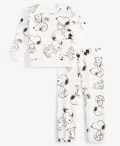 Epic Threads Babies' Toddler Boys Snoopy Printed Fleece Shirt & Pants Set, Exclusively At Macy's In Angel Whit