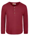 Epic Threads Toddler Boys Solid-color Thermal Henley Shirt, Created For Macy's In Chinese Apple