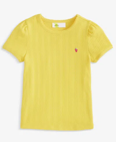 Epic Threads Babies' Toddler Girl Pointelle Berry T-shirt, Exclusively At Macy's In Maize Yell
