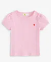 Epic Threads Toddler Girl Pointelle Heart T-shirt, Exclusively At Macy's In Bonbon