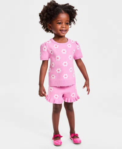 Epic Threads Babies' Toddler Girls' 12m-5t Flowers Sweater & Shorts, 2-piece Set, Macy's Exclusive In Pink