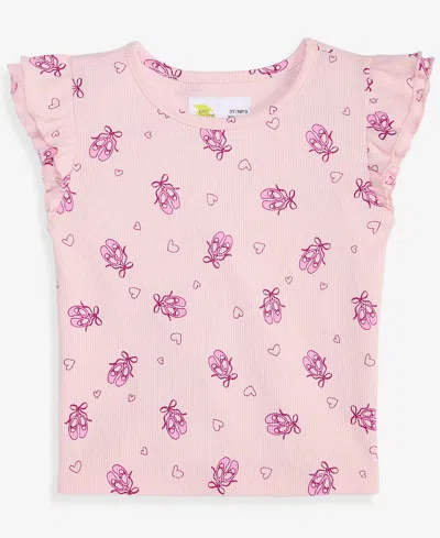 Epic Threads Kids' Toddler Girls' 12m-5t Ballet-print Double-flutter T-shirt, Macy's Exclusive In Pink