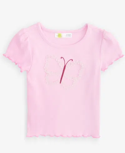 Epic Threads Babies' Toddler Girls' 12m-5t Butterfly Elevated Ribbed T-shirt, Macy's Exclusive In Pink