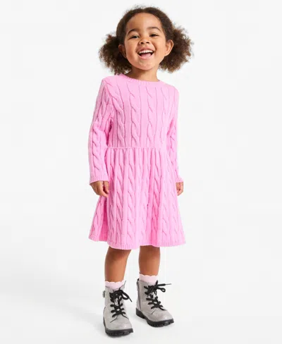 Epic Threads Kids' Toddler Girls' 12m-5t Cable-knit Long-sleeve Fit & Flare Sweater Dress, Macy's Exclusive In Pink