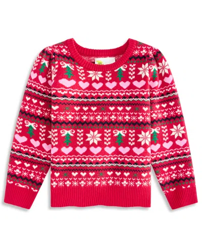 Epic Threads Babies' Toddler Girls' 12m-5t Fair Isle Puff Shoulders Sweater, Macy's Exclusive In Red