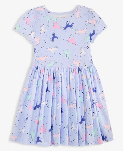 Epic Threads Kids' Toddler Girls' 12m-5t Fit & Flare Allover Unicorn-print Short-sleeve Dress, Macy's Exclusive In Lucien Blu