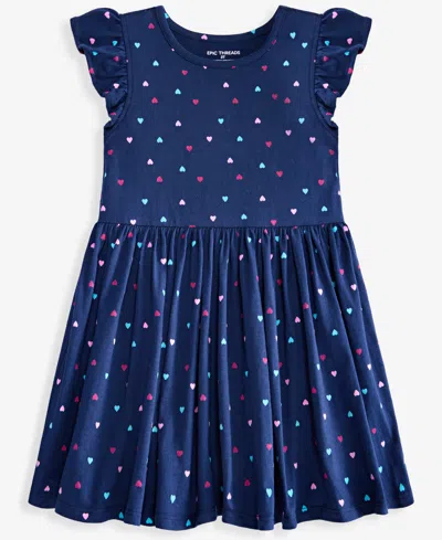 Epic Threads Kids' Toddler Girls' 12m-5t Heart-print Cotton Dress, Macy's Exclusive In Blue