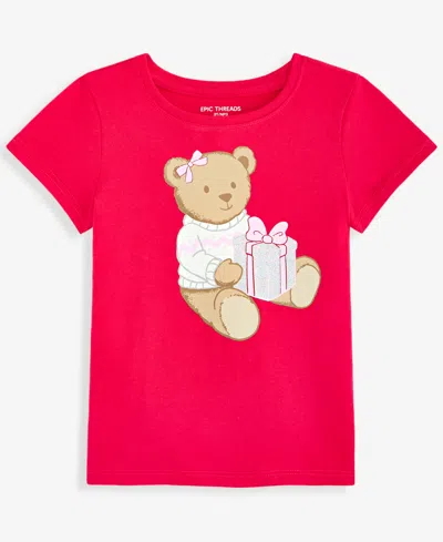 Epic Threads Babies' Toddler Girls' 12m-5t Holiday Bear Graphic T-shirt, Macy's Exclusive In Pink