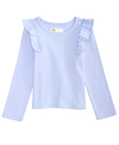 Epic Threads Kids' Toddler Girls' 12m-5t Long-sleeve Ribbed Ruffled Top, Macy's Exclusive In Lucien Blue