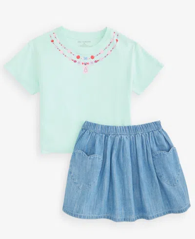 Epic Threads Kids' Toddler Girls' 12m-5t Necklace T-shirt And Bubble Skirt, 2-piece Set In Caribe Gre