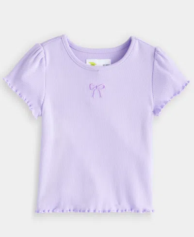 Epic Threads Kids' Toddler Girls' 12m-5t Puff-sleeve Ribbed T-shirt, Macy's Exclusive In Purple