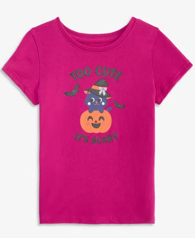 Epic Threads Kids' Toddler Girls' 12m-5t Short-sleeve Too Cute It's Scary Cat T-shirt, Macy's Exclusive In Pink