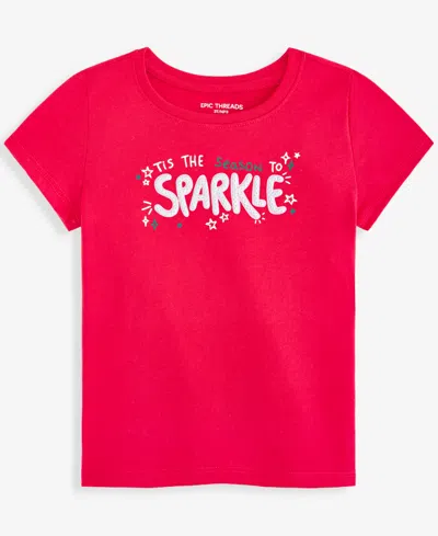 Epic Threads Kids' Toddler Girls' 12m-5t Sparkle Crewneck Graphic T-shirt, Macy's Exclusive In Red