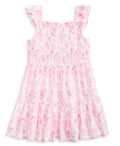 Epic Threads Babies' Toddler Girls' 12m-5t Square-neck Floral-print Flutter-sleeve Dress, Macy's Exclusive In Pink