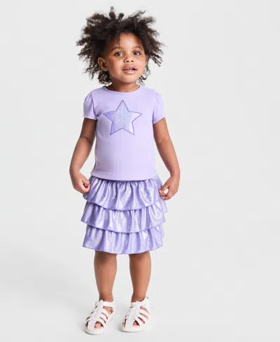 Epic Threads Kids' Toddler Girls' 12m-5t Star T-shirt And Sparkle Tiered Skort, 2-piece Set, Macy's Exclusive In Purple