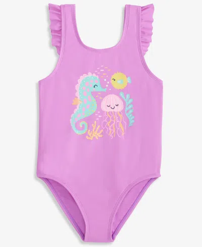 Epic Threads Babies' Toddler Girls' 2t-5t Sea Friends Graphic Ruffled One-piece Swimsuit, Macy's Exclusive In Purple