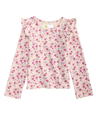 Epic Threads Kids' Toddler Girls' 2t-5t Floral-print Long-sleeve Ruffled Cotton-blend Shirt, Macy's Exclusive In Gray