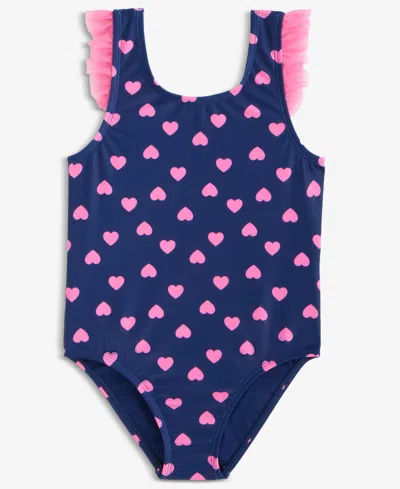 Epic Threads Babies' Toddler Girls' 2t-5t Heart-print Ruffled One-piece Swimsuit, Macy's Exclusive In Blue