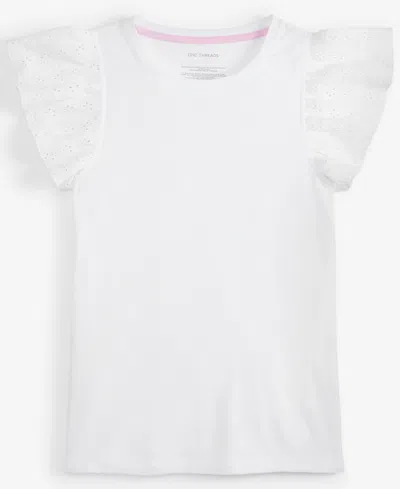 Epic Threads Kid Girl Eyelet-flutter-sleeve Top, Exclusively At Macy's In Bright Whi