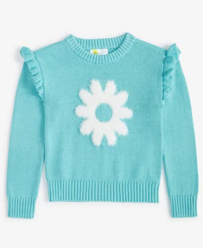 Epic Threads Babies' Toddler Girls Flower Ruffled Sweater, Created For Macy's In Sea Serpent