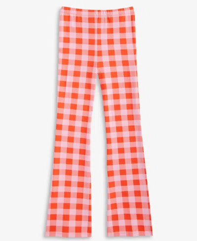 Epic Threads Kid Girl Gingham Flared-leg Pants, Exclusively At Macy's In Mandarin R