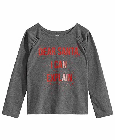 Epic Threads Kids' Toddler Girls Graphic Print T-shirt In Charcoal Heather In Gray