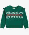 Epic Threads Toddler Girls Heart Ruffled Crewneck Sweater, Created For Macy's In Ocean Tropic