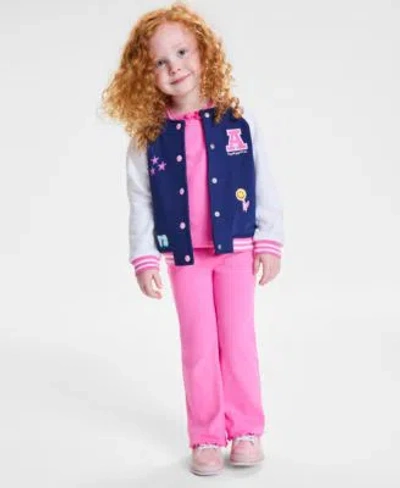 Epic Threads Babies' Toddler Girls Knit Bomber Jacket Ribbed Short Sleeve T Shirt Flared Leggings Exclusively At Macys In Pink