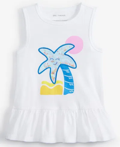 Epic Threads Babies' Toddler Girl Palm Ruffle Tank Top, Exclusively At Macy's In Bright Whi