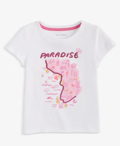 Epic Threads Babies' Toddler Girl Paradise Graphic T-shirt, Exclusively At Macy's In Bright Whi