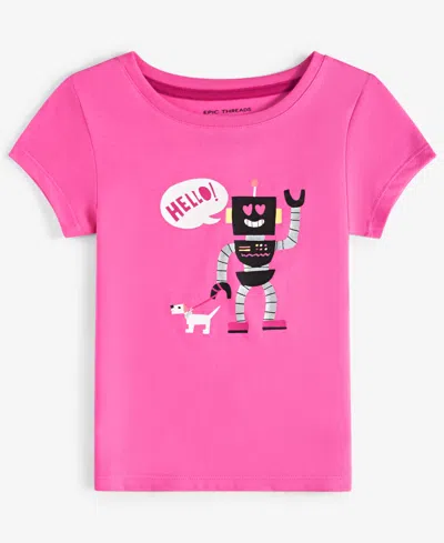 Epic Threads Babies' Toddler Girls Robot Graphic T-shirt, Created For Macy's In Bright Peo