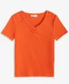 Epic Threads Kid Girl Ruched V-neck Top, Exclusively At Macy's In Mandarin R
