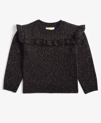 Epic Threads Babies' Toddler Girls Ruffled Metallic Sweater, Created For Macy's In Deep Black