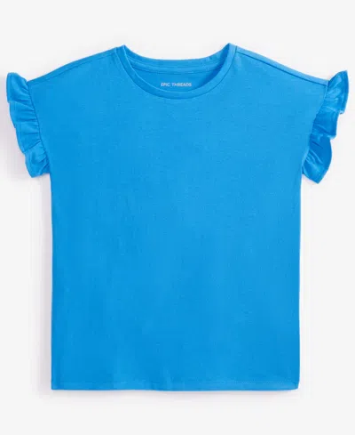 Epic Threads Kids' Toddler Girls Solid Ruffle T-shirt, Exclusively At Macy's In Blue Parad