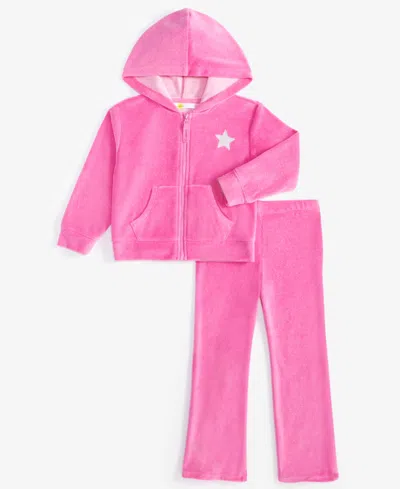 Epic Threads Babies' Toddler Girls Star Velour Hoodie & Pants Set, Created For Macy's In Bright Peo
