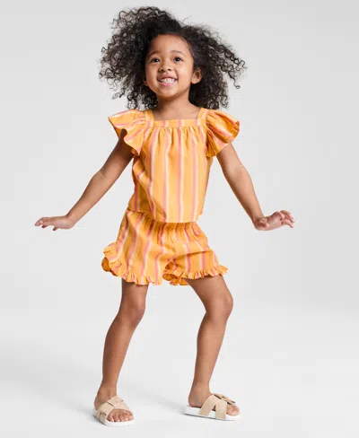 Epic Threads Babies' Toddler Girl Stripe Woven Short Set, Exclusively At Macy's In My Marigol