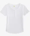 Epic Threads Girls Short-sleeve Ribbed Henley Top, Created For Macy's In Bright Whi