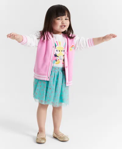 Epic Threads Babies' Toddler Girls Varsity Cardigan Jacket, Created For Macy's In Juicy Pink