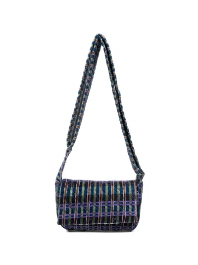 Epice Check Quilted Crossbody Bag In Blue